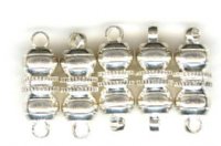 Magnetic - 5 Pair 17x6mm Silver Plated Double Ball Clasp